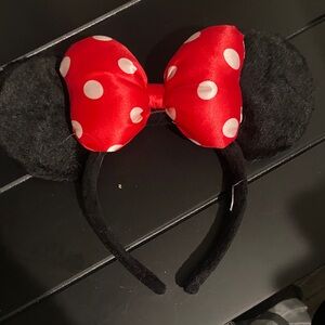 minnie ears red polka dot bow headband